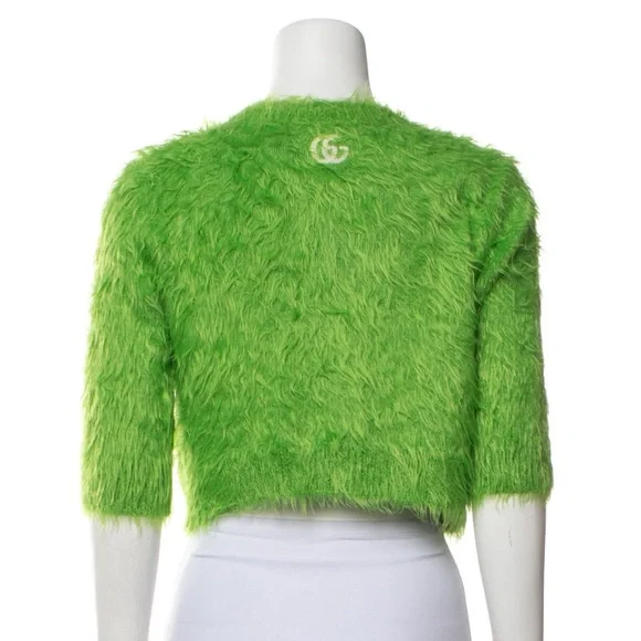 Gucci Cropped  Green Fuzzy Sweater By Alessandro Michele - S - Picture 3 of 3